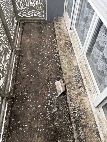 Société pour le nettoyage d'un balcon d'un appartement à cause des fientes de pigeons sur Barentin près de Rouen 76